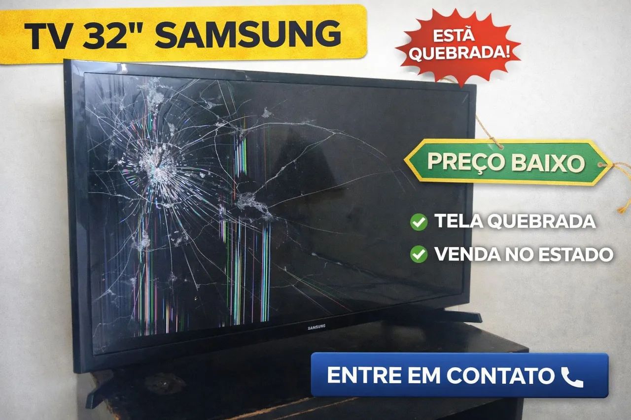 TV Samsung 32" com tela quebrada