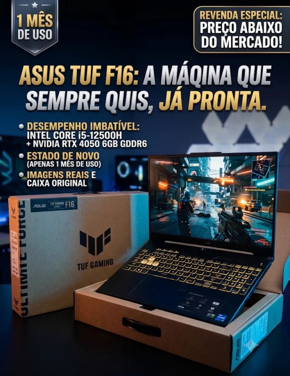 Vendo Asus Tuf f16 com a rtx 4050 com 1 mês de uso! - Foto 5