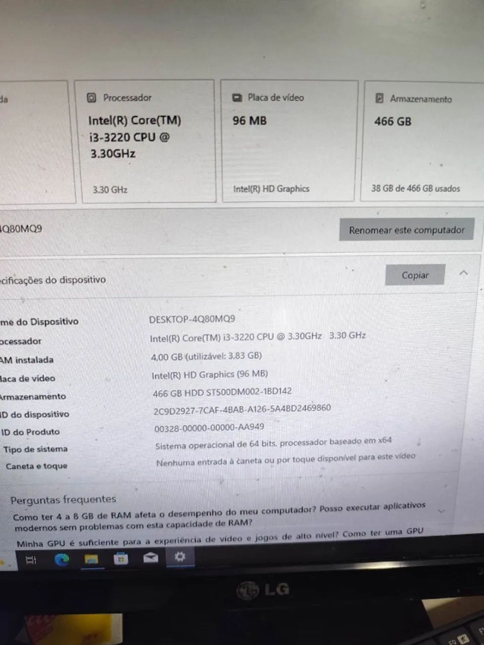 CPU pc  Lenovo Core I3 4gb. HD500gb - Foto 3