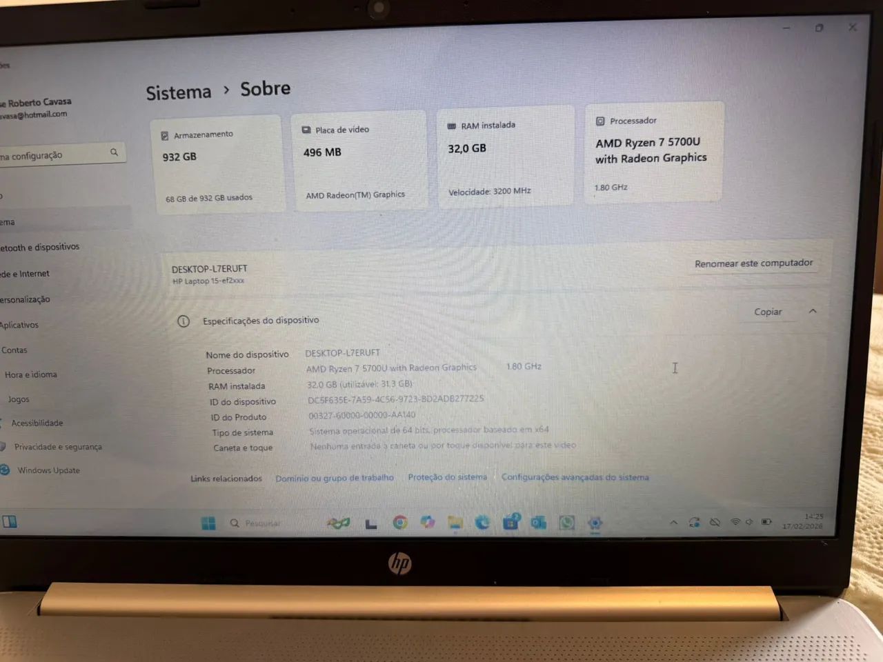 Notebook HP Ryzen 7 5500u 32GBRAM - Foto 3