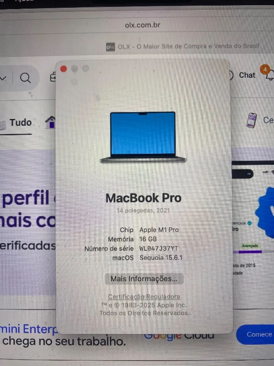 Macbook apple M1 Pro 2021 14 polegada 16 gb 512 - Foto 3