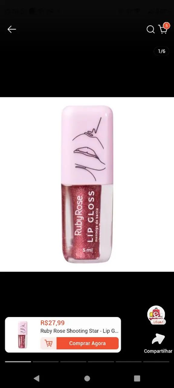 Batom Lip Gloss Shooting Star Ruby Rose - Foto 4
