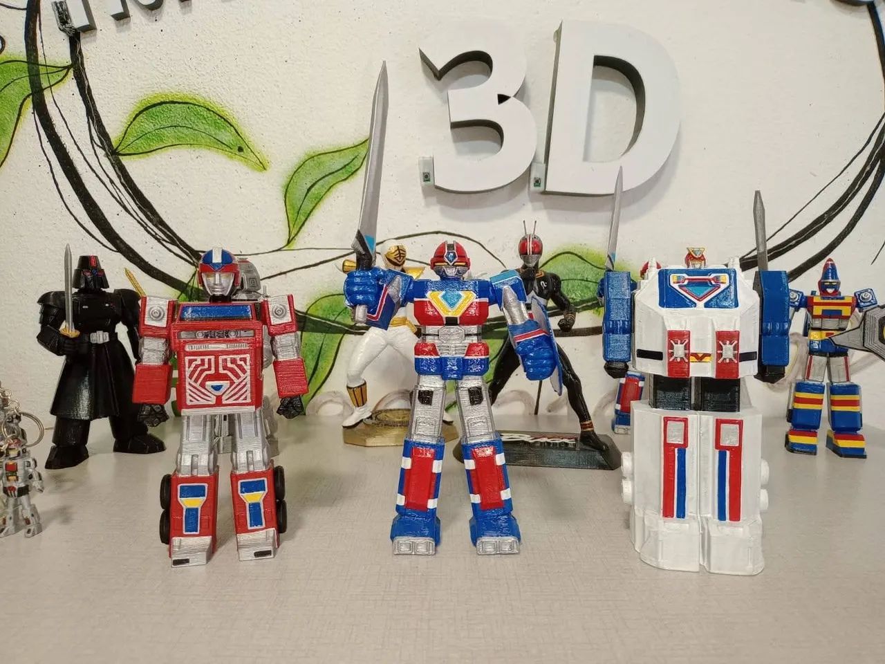 Conjunto x3 Robôs dos Flashman 15cm Titan Junior,Flash King e Gran Titan.Impressão 3D