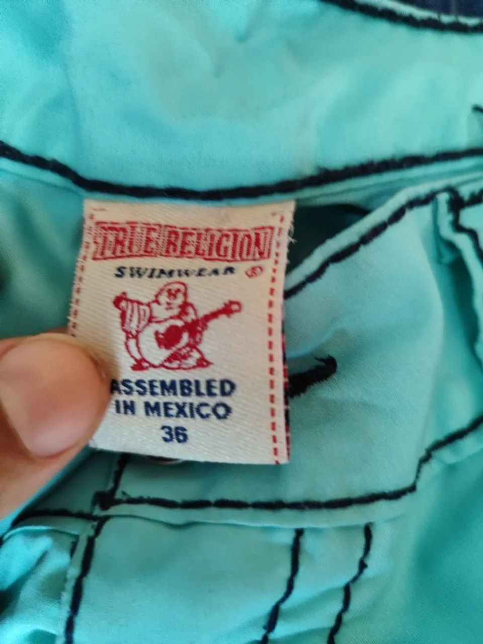 Bermuda True Religion Original Verde água / azul turquesa . - Foto 5