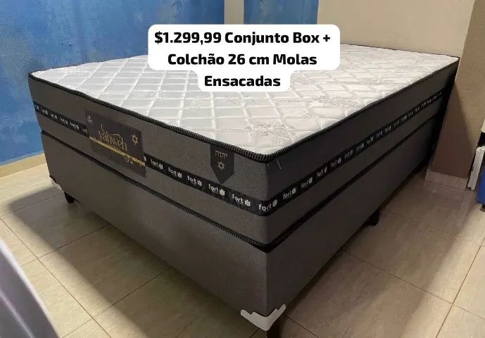 CAMA + COLCHÃO 26CM MOLAS ENSACADAS CASAL (OFERTA)
