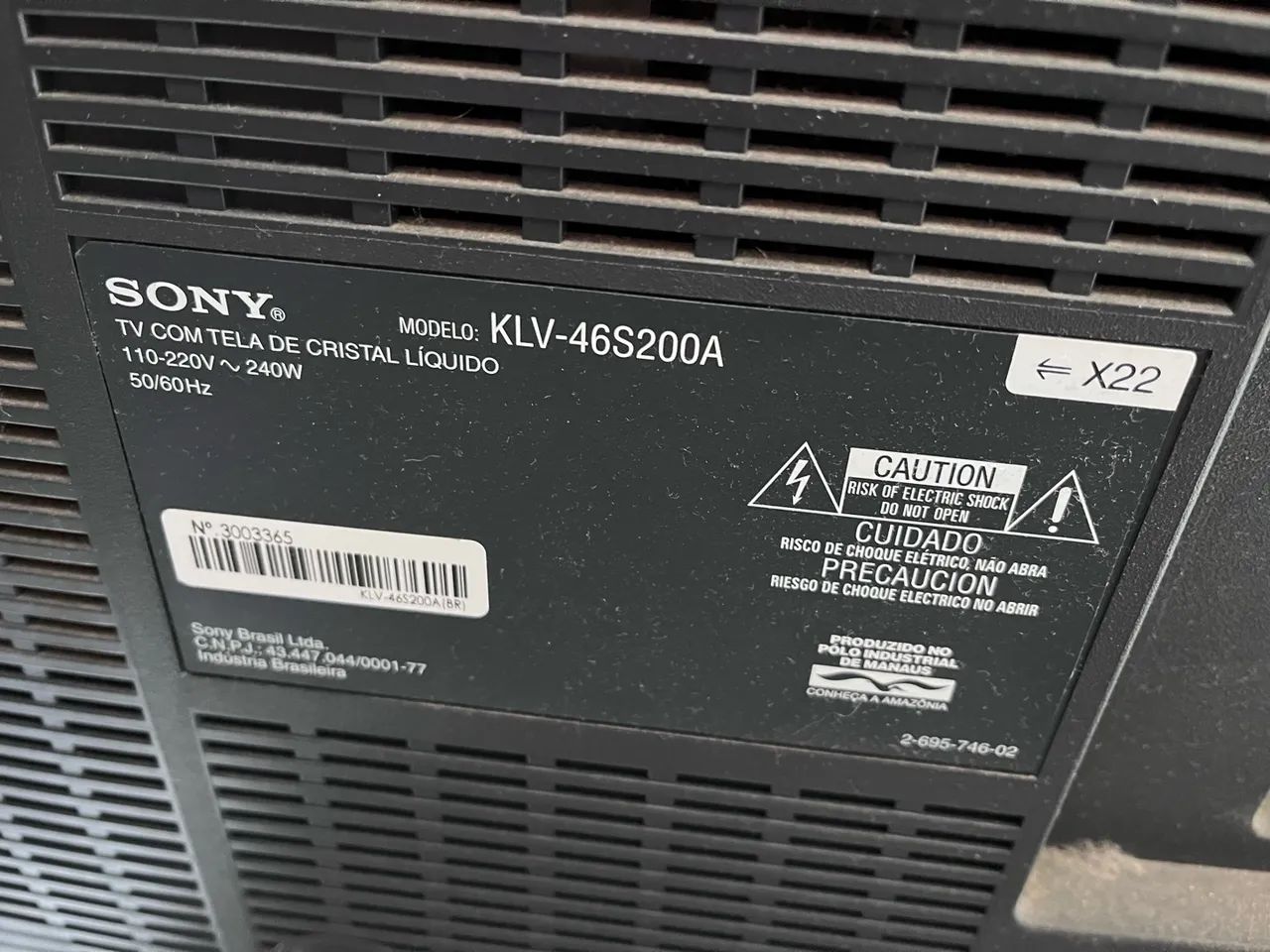 TV Sony Bravia de 46 polegadas, modelo KLV-46S200A. - Foto 2