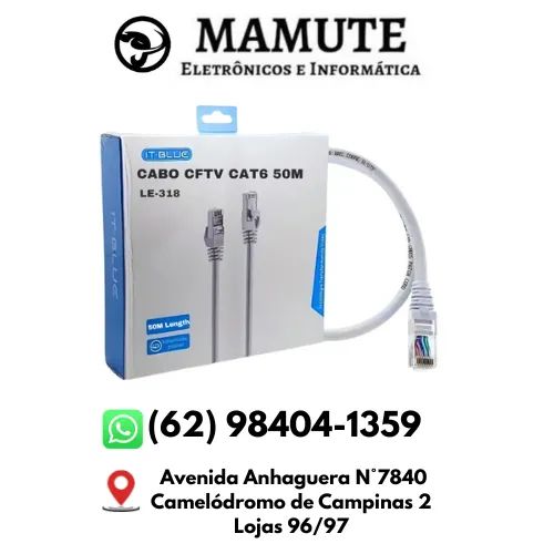 Cabo De Rede Cftv Cat6 50m Rj45 Lan Blindado Ethernet