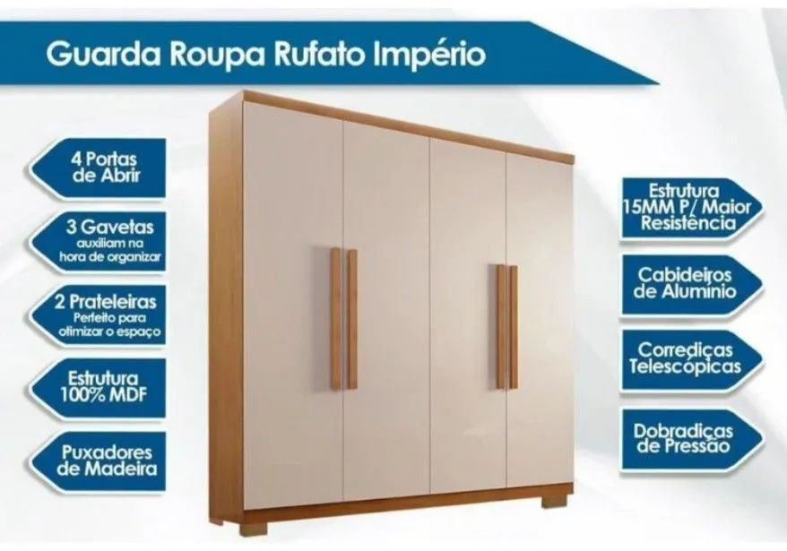 Guarda roupa casal império MDF , à pronta entrega  - Foto 2