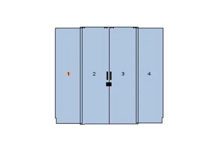 Sliding door with 4 clear panels (height: 2.37 m / width: 2.9 m), new, glass only
