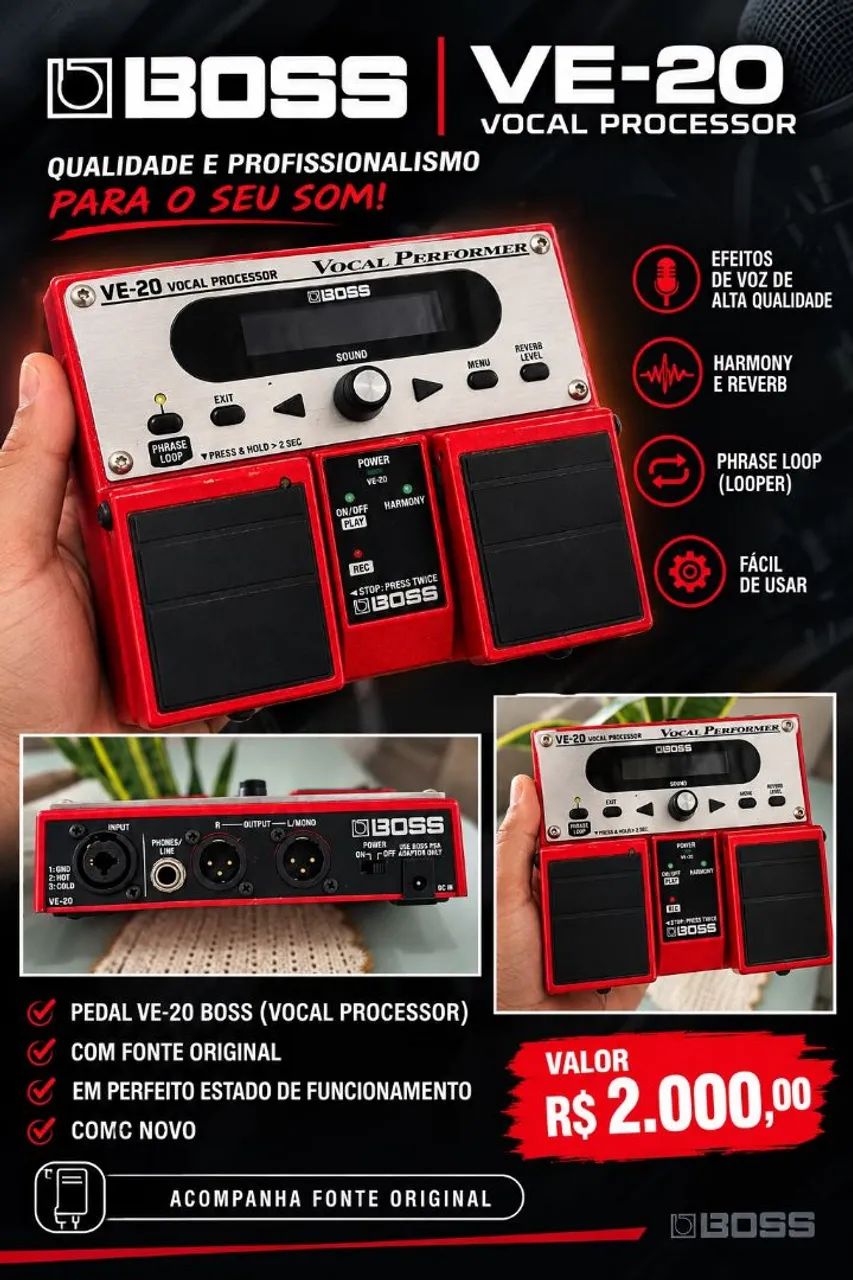 VOCALIST VE20 BOSS COM FONTE ORIGINAL 