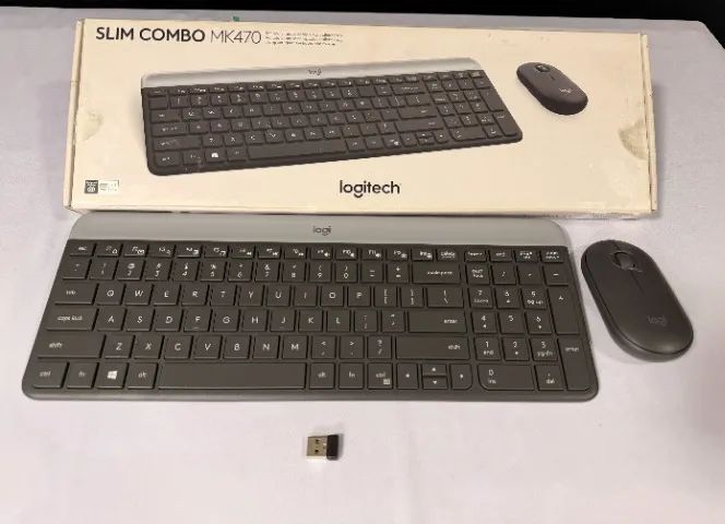 Kit Teclado e Mouse Sem Fio Logitech MK470 Slim Grafite Original