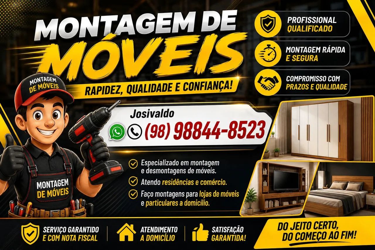Montador de Móveis !  Compromisso e pontualidade , o melhor preço e serviço da região 