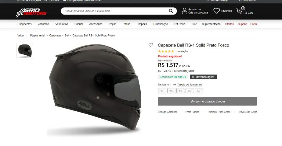 Capacete Bell RS-1 Solid Preto Fosco - Foto 2