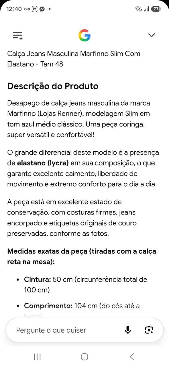 CALÇA JEANS MARFINNO N48 SLIM COM ELASTANO  - Foto 5