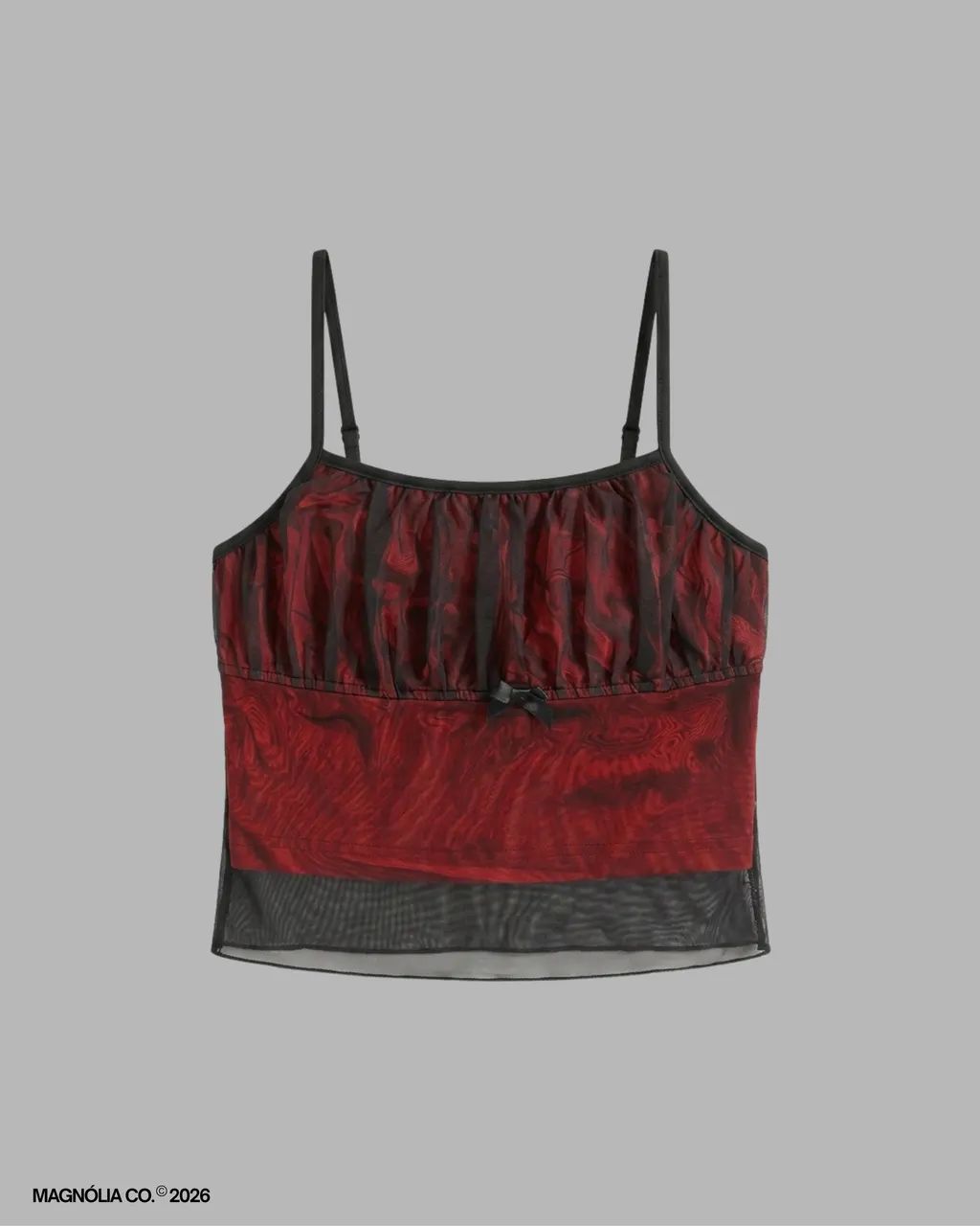 cropped tule preto e vermelho