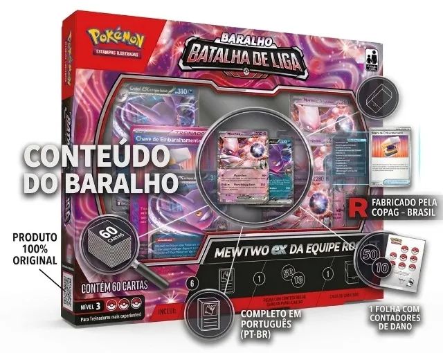 DECK POKÉMON MEWTWO EX EQUIP. ROCKET - ORIGINAL COPAG - LACRADO - Foto 3