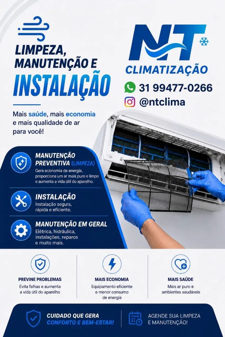 Instalação, limpeza e manutenção de Ar-Condicionado