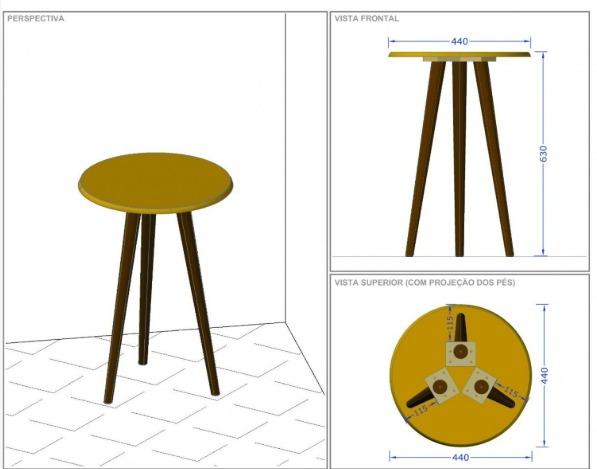 Mesa Lateral Brilhante Amarelo 63cm - Bechara Moveis - Foto 3