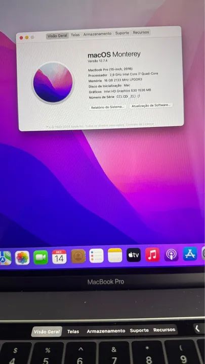 Macbook Pro 15 16gb Ram 1tb Ssd Modelo A1707 2016 - Foto 4