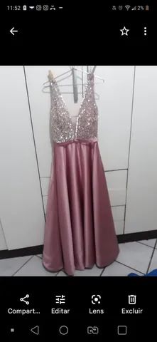 Vestido de Festa Rosa com Pedras e Pérolas - Foto 2