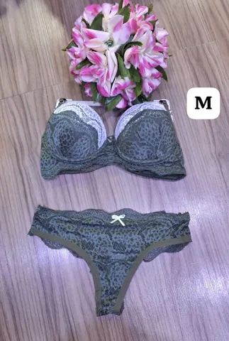 Conjunto lingerie calcinha e sutiã com bojo e renda  - Foto 4