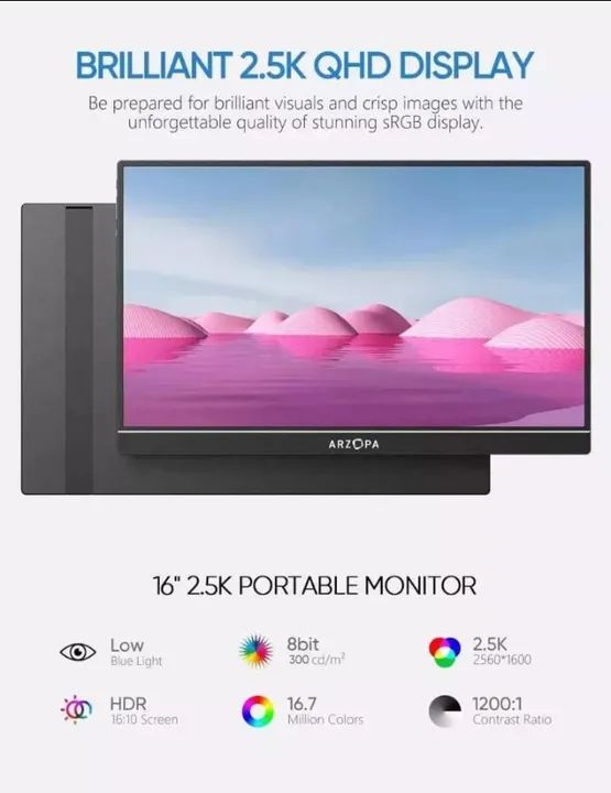 Arzopa Monitor Portátil Qhd 2.5k Hdr 2560 X 1600 Ips 16 - Foto 3