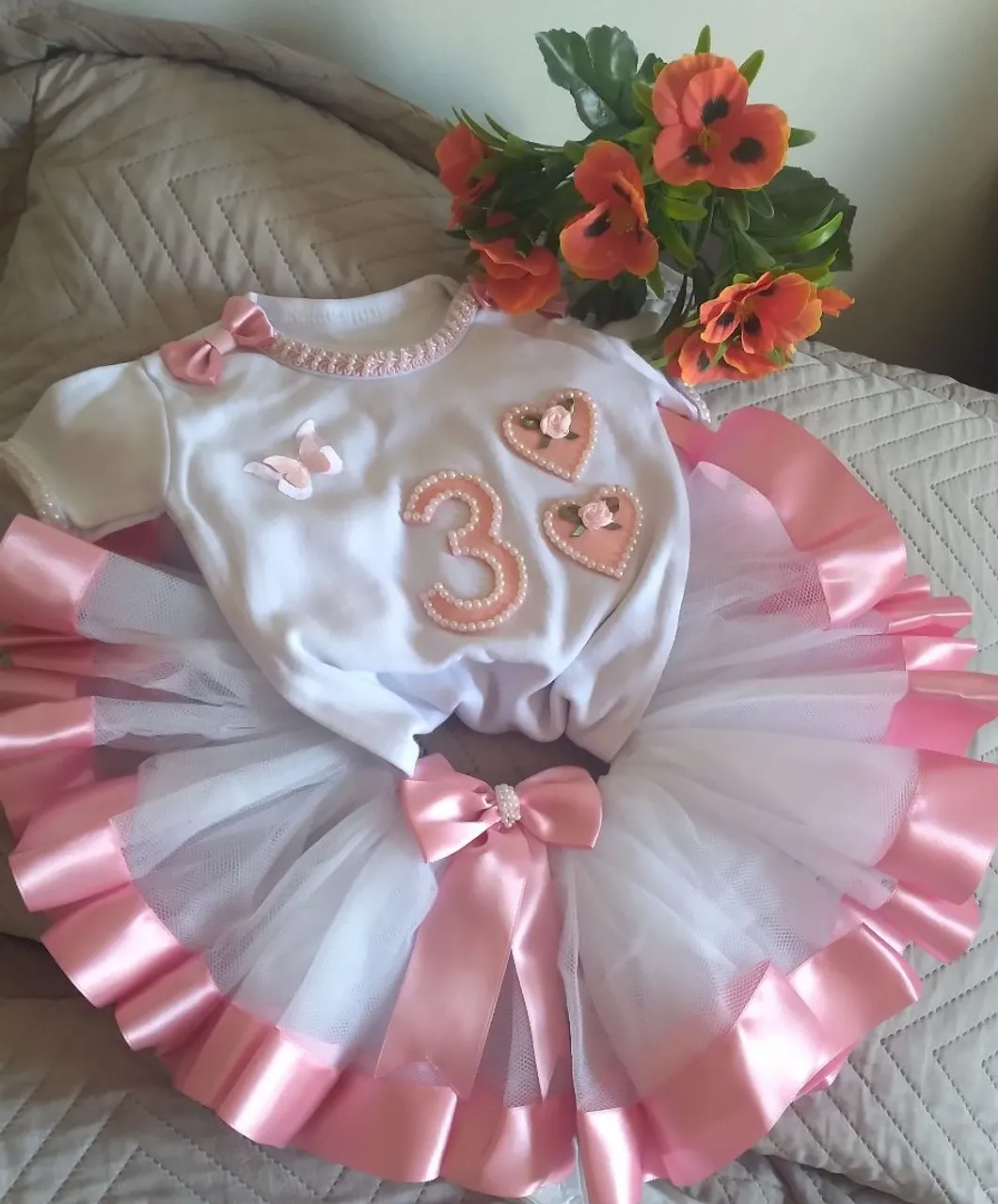Conjunto Festa 3 Anos - Body e Saia de Tule
