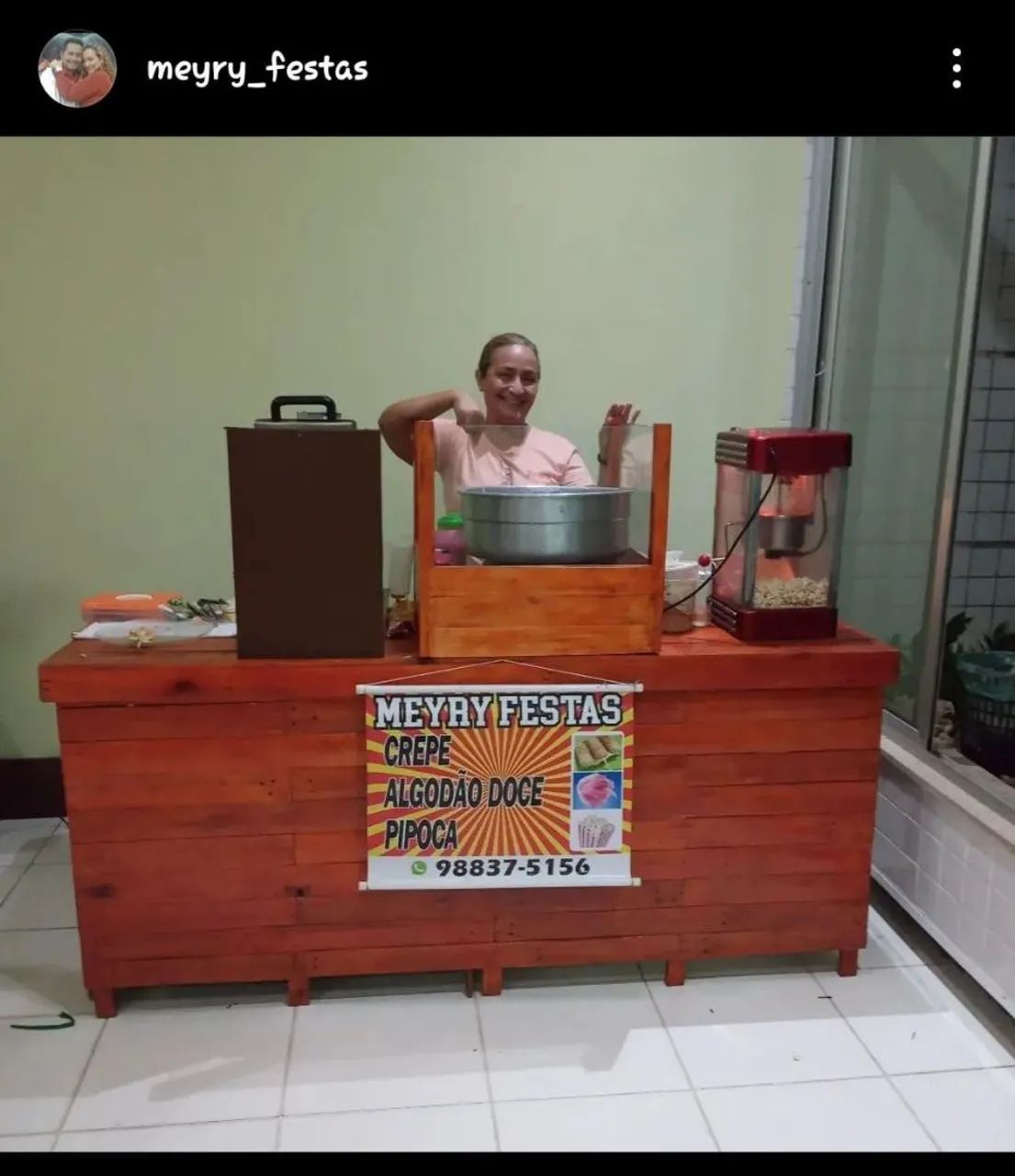 Pipoca, algodão doce e crepes 