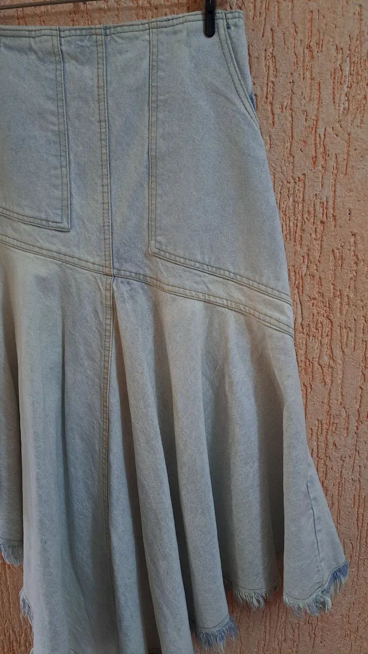 Saia jeans assimetrica - Foto 2