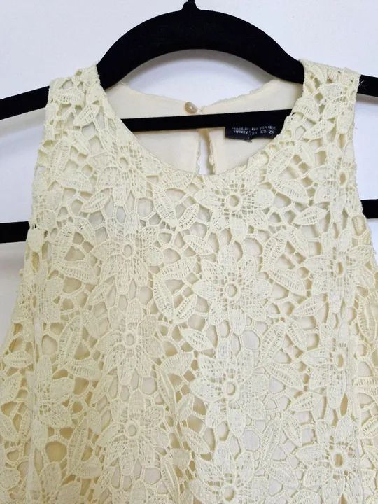 Vestido Zara  renda guipir amarelo - Foto 3