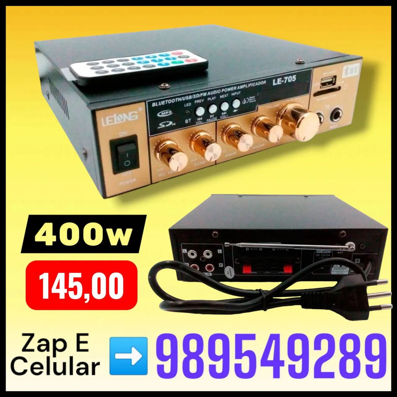 AMPLIFICADOR DE SOM 400W 