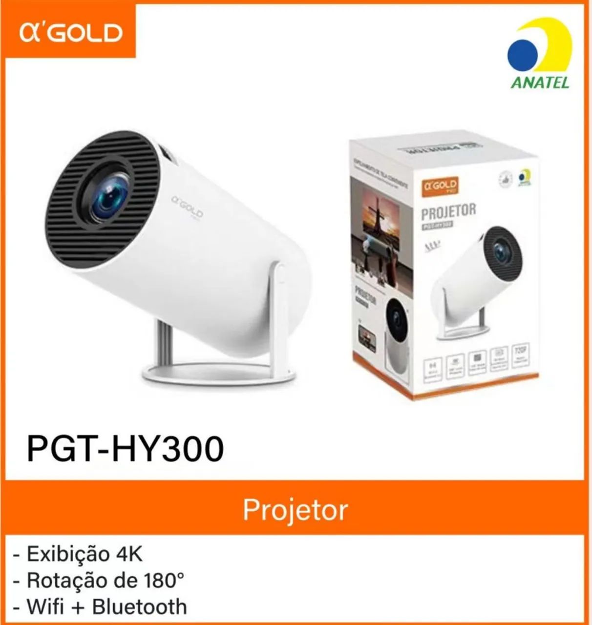 Projetor Portátil 4K PGT-HY300 - Wifi + Bluetooth