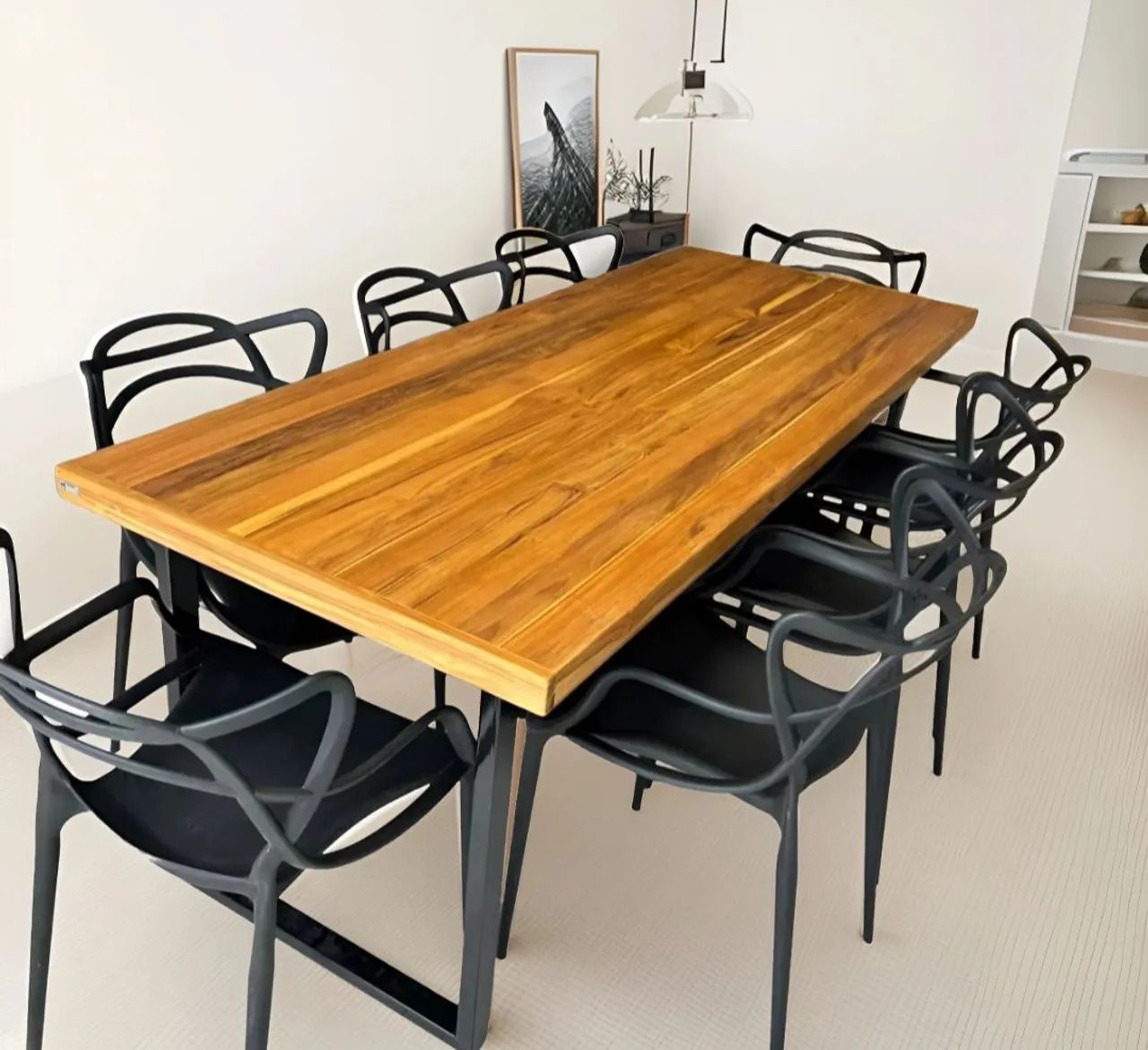 Mesa de Jantar de Madeira Maciça Base de Metalon  - Foto 2