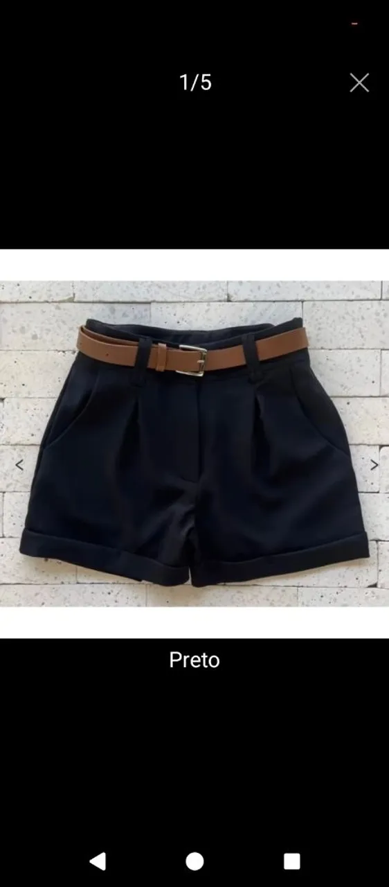 Shorts Preto com Cinto Marrom