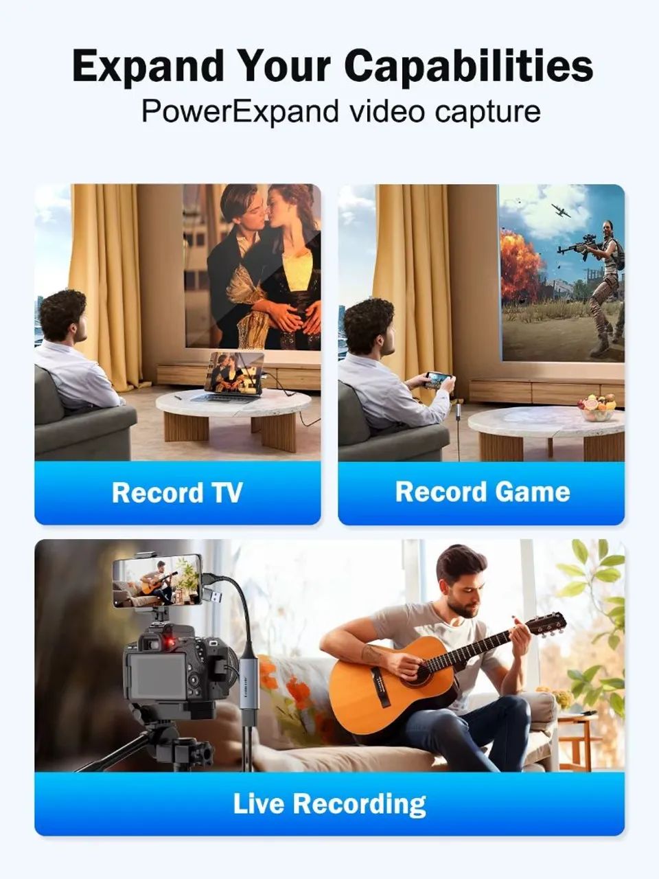 Placa de captura de vídeo compatível com HDMI, USB, Tipo C, PC, Switch, Xbox, PS4, PS5a - Foto 3