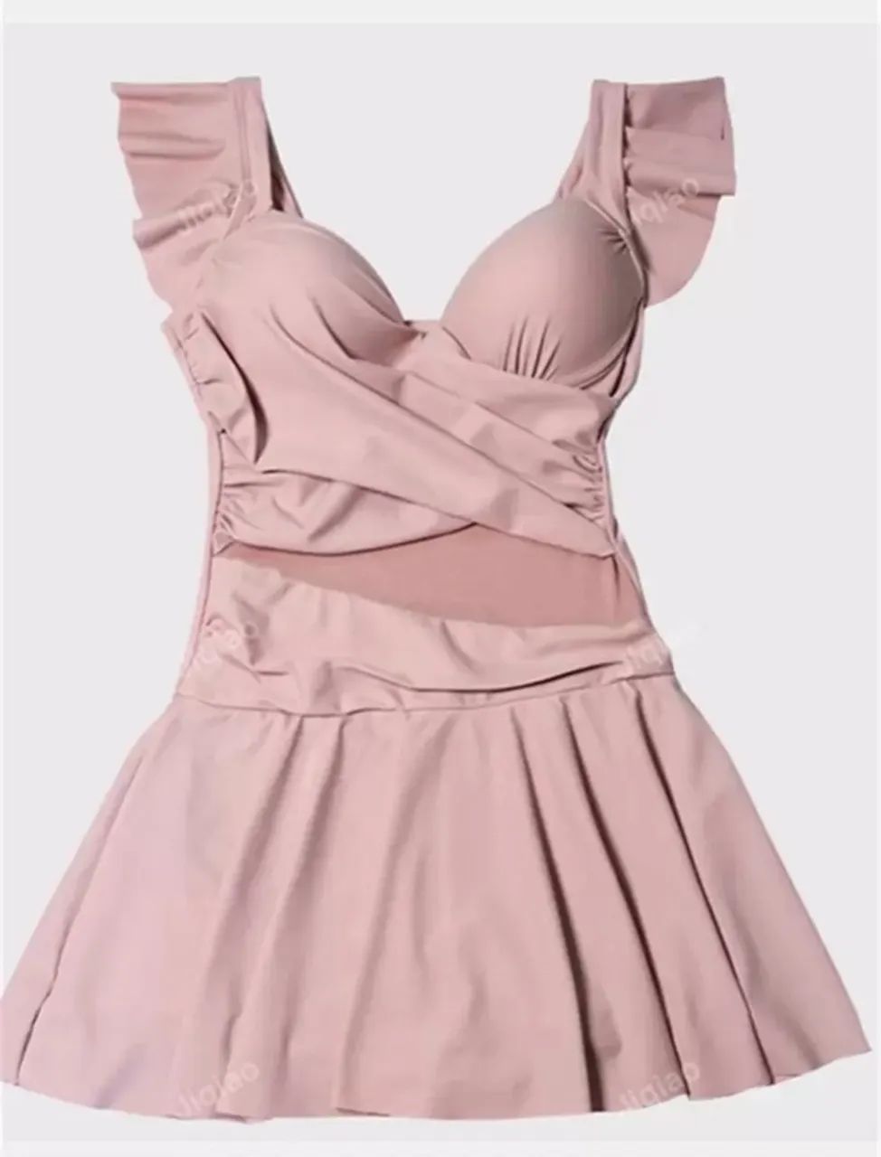 Vestido de Praia Rosa com busto marcado e minisaia com short