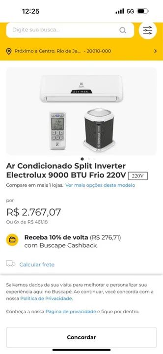 Ar Condicionado Split Inverter Electrolux 9000 BTU Frio 220V