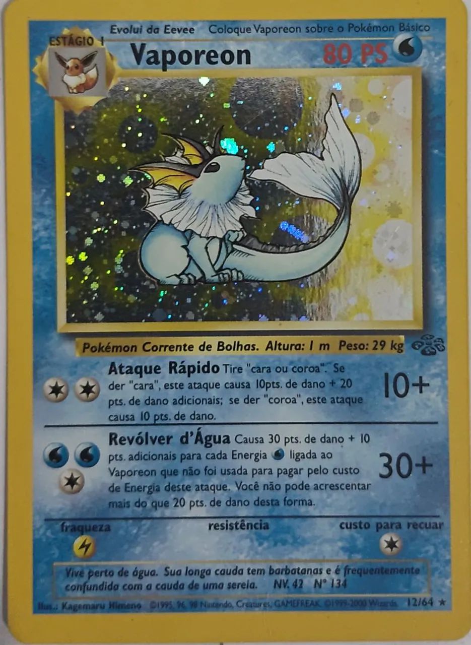 Card Vaporeon TCG Pokemon Jungle