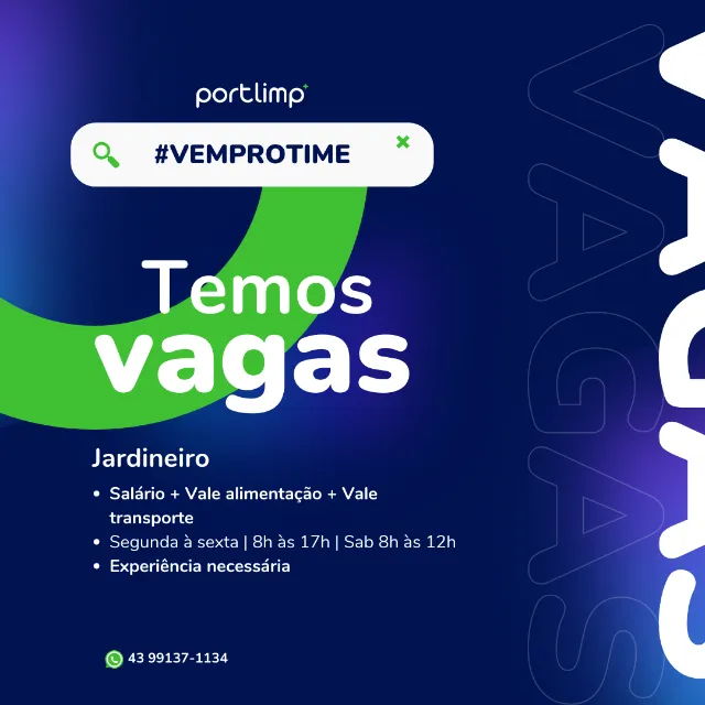 Jardineiro com experiência, vaga para período integral