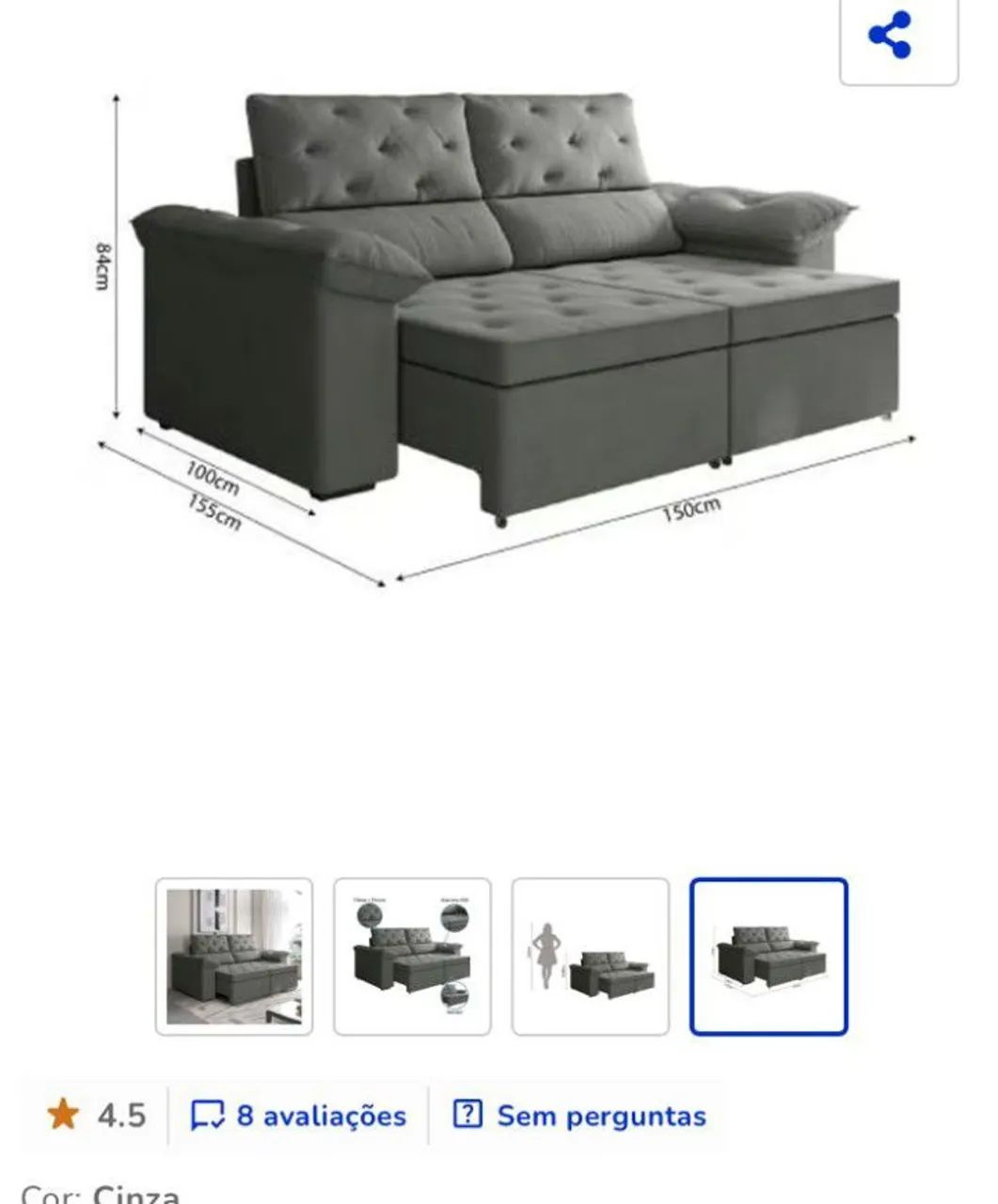 Sofá retrátil 2 lugar 64840824156161120