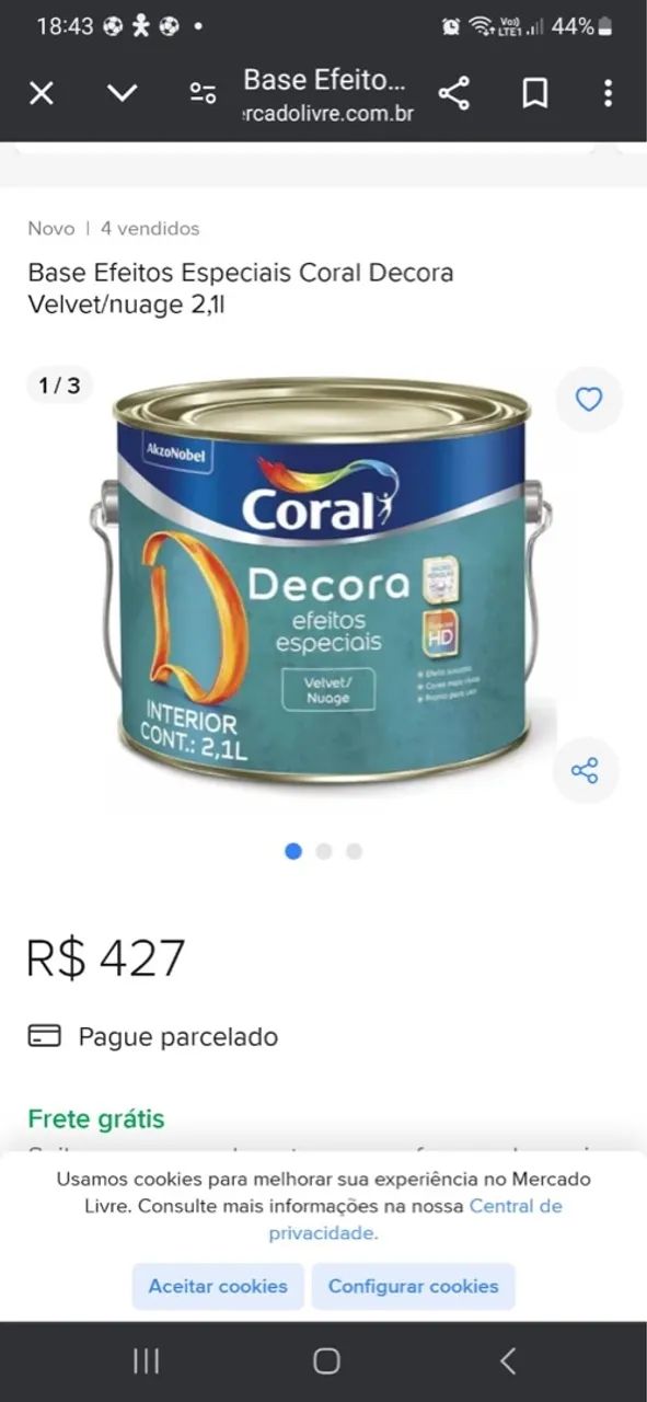 Tinta Coral Decora Efeitos Especiais Velvet/Nuage 2,1L