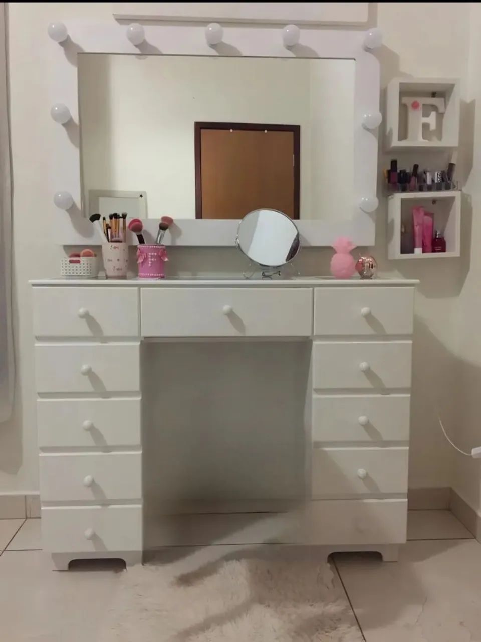White Vanity Dressing Table with Mirror