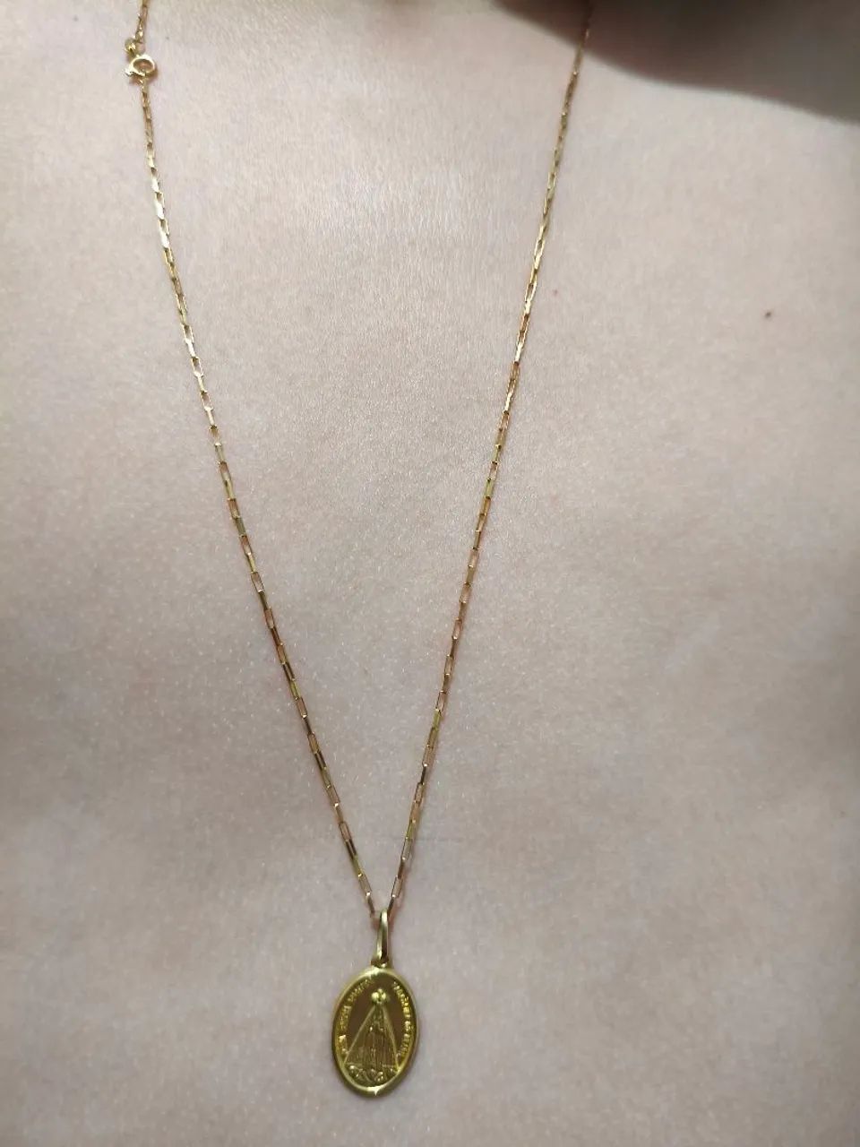 Corrente  de Ouro 18 tijolinho  unissex com pingente de nossa senhora Aparecida - Foto 2