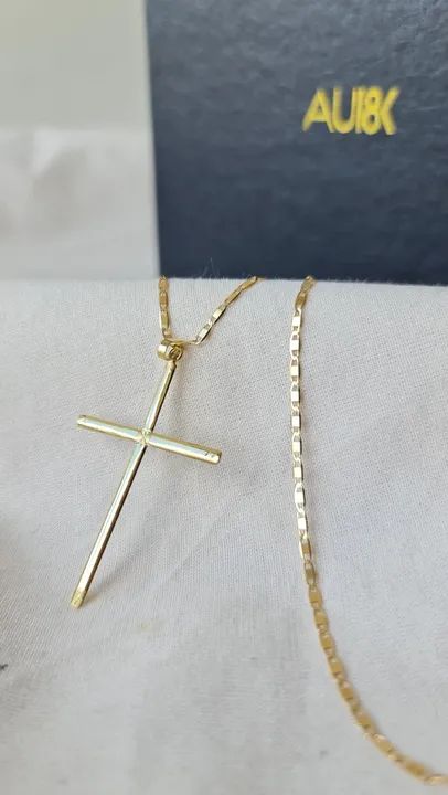 Colar e Pingente Cruz em Ouro 18k - Foto 4