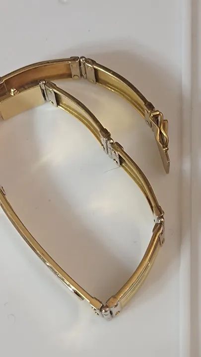 Pulseira de Ouro modelo retangular com divisão ouro branco  - Foto 4