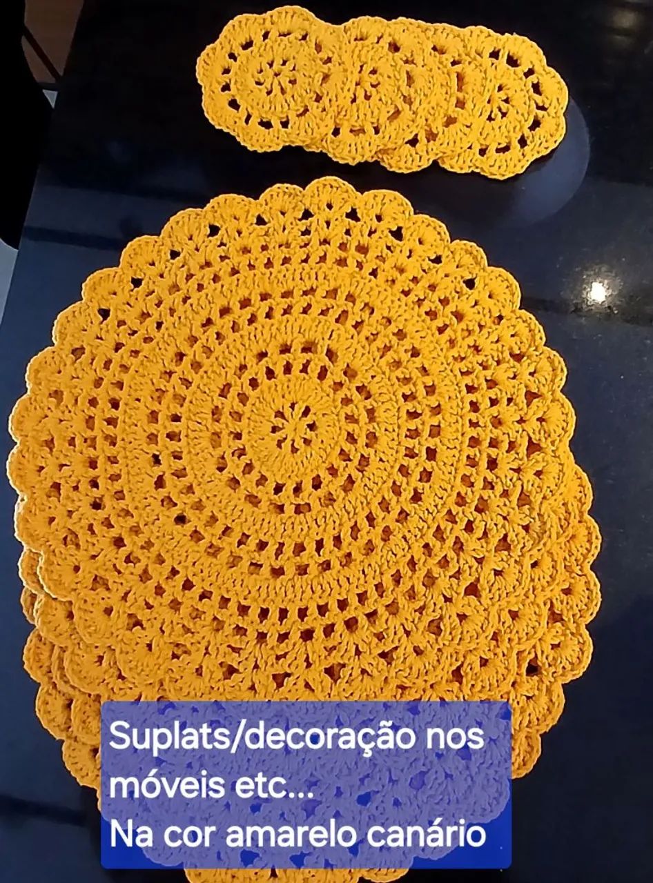 Kit suplats de crochê para mesa ou decoração sobre os móveis  - Foto 2