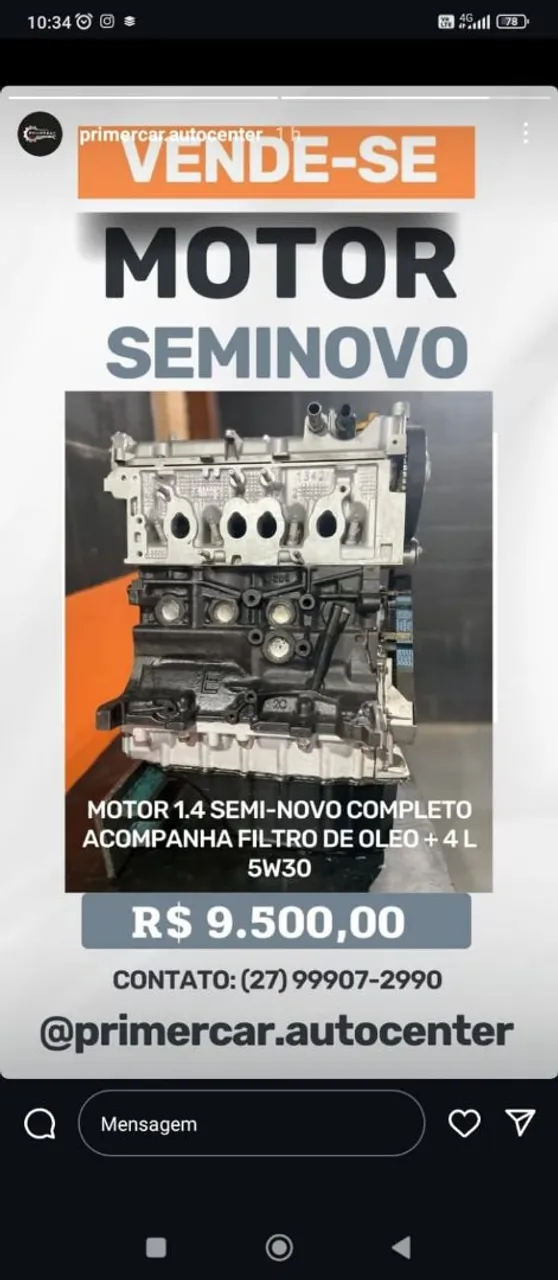 Motor 1.4 Semi-Novo Completo