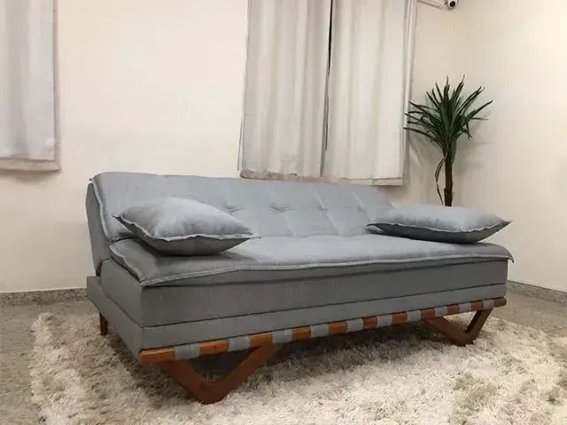 Sofa cama Capri cinza linho - Foto 2