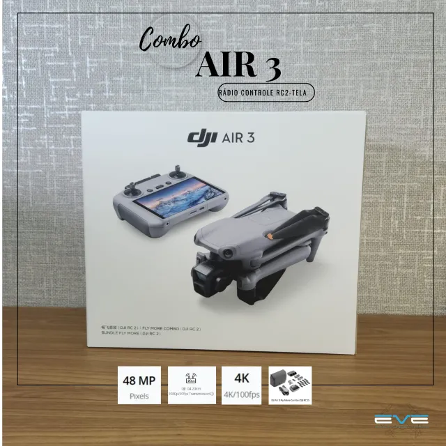 DJI Air3 S, Combo, Controle Tela!