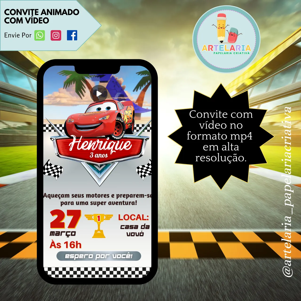 Convite Digital com Vídeo Personalizado / @artelaria_papelariacriativa
